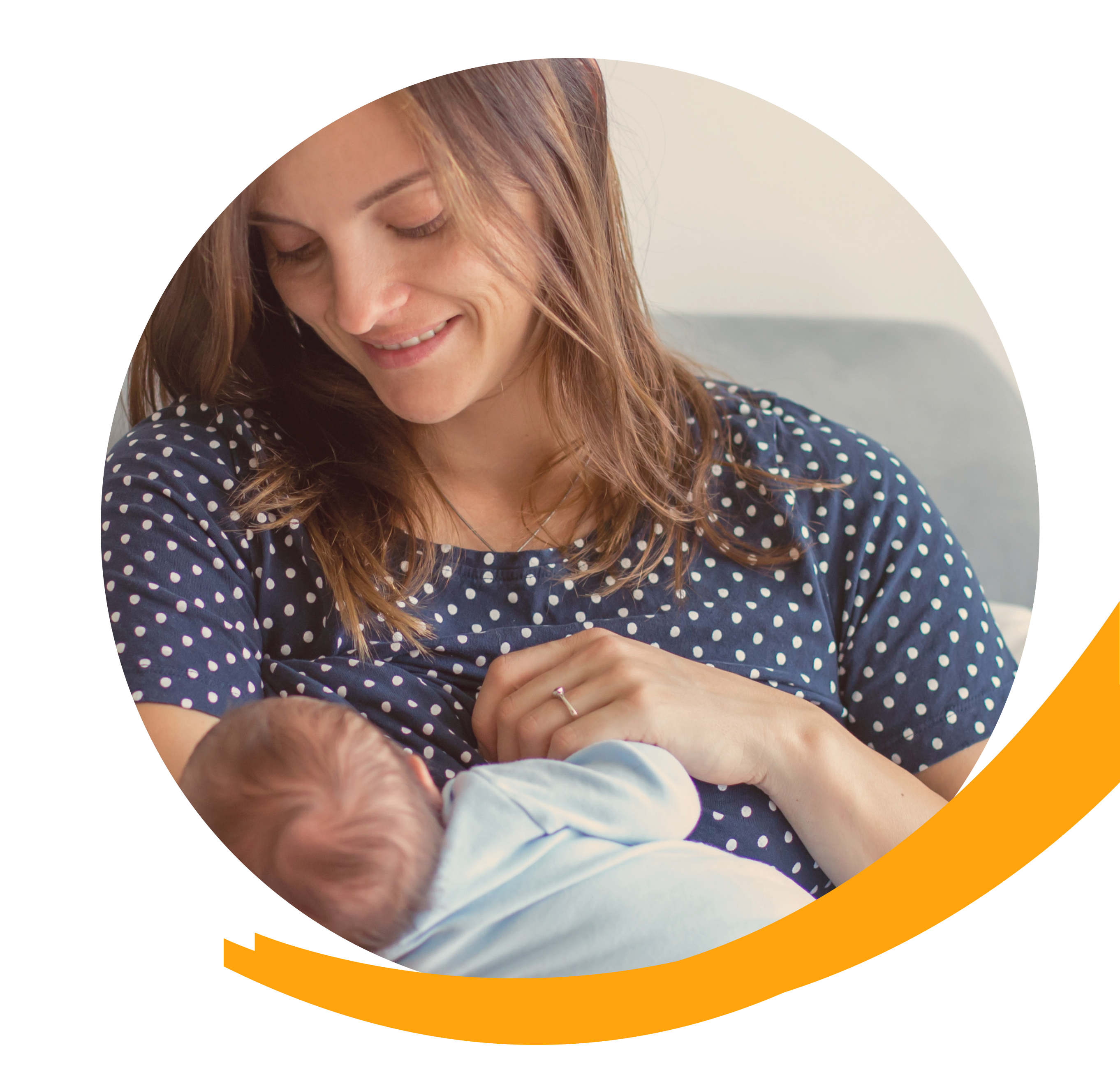 Young mother breastfeeding her newborn baby boy
